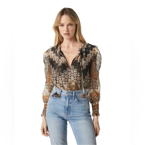NWT-MISA Los Angeles SIENA Top in Alhambra Mosaic, size Medium - Picture 3 of 10